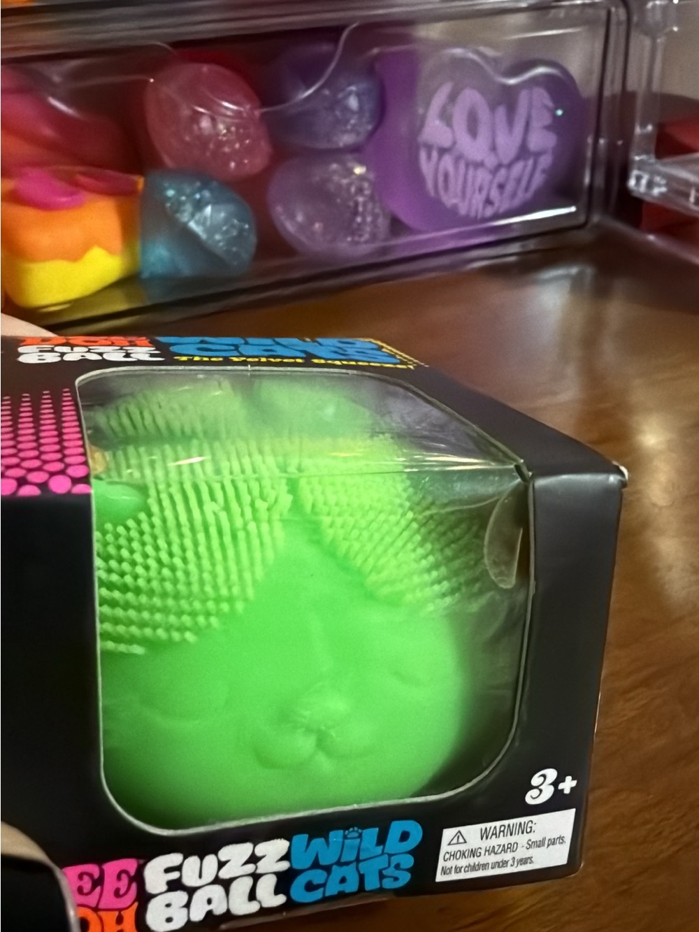 Authentic NEEDOH Wild Cats Fuzz Ball Cat Toy - Bright Green
